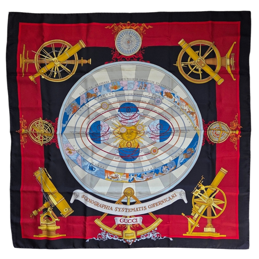 Gucci Vintage Zodiac Silk Scarf Carré 34" Astrology Made in Italy - Picture 3 of 16